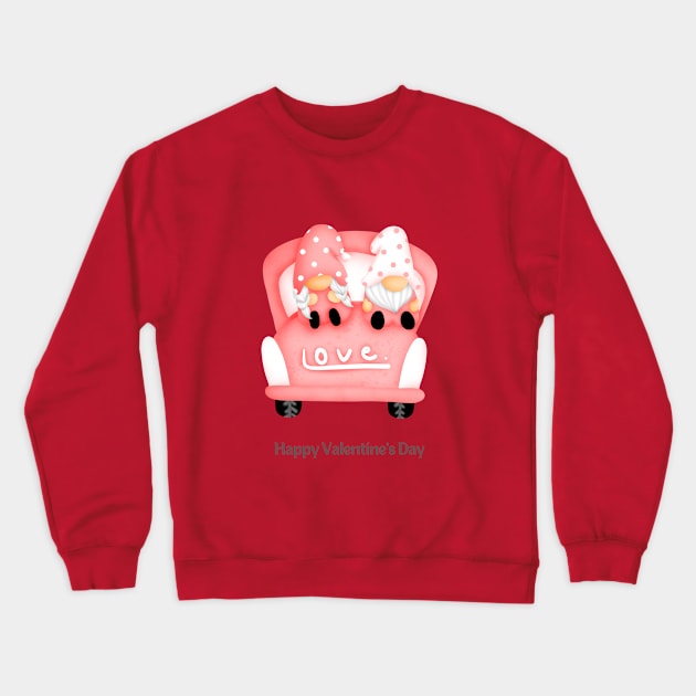 Love Gnomes in a car Crewneck Sweatshirt by Harbor Bend Designs